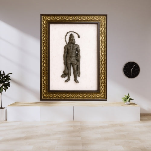 Pyrite Hanuman Ji on Selenite Frame