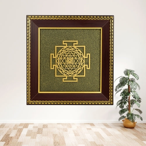 Shree Yantra on Raw Pyrite Frame